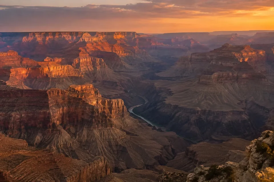 The layered red walls of the Grand Canyon
