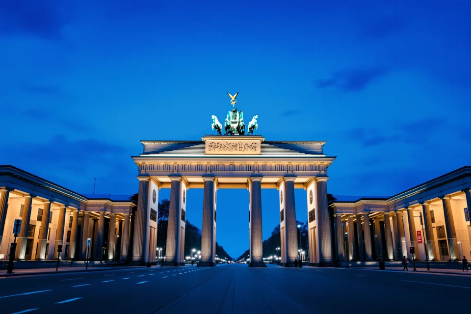 The neoclassical Brandenburg Gate and its quadriga in Berlin