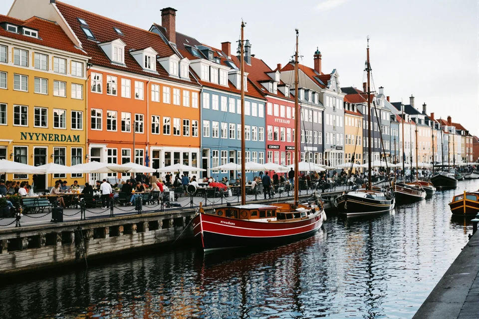 The coloured townhouses along the Nyhavn canal in Copenhagen