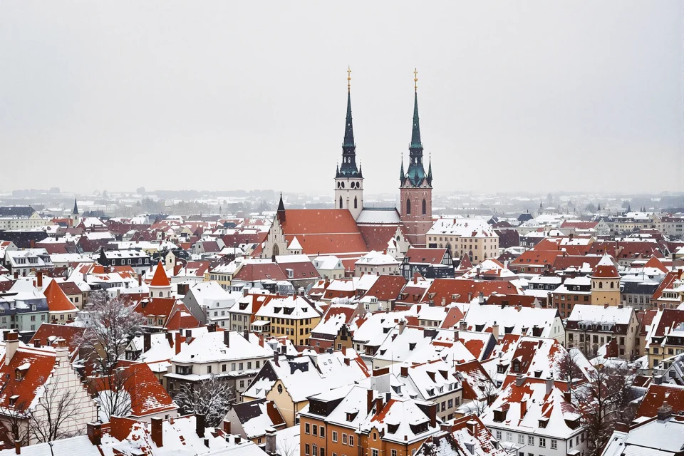 The medieval old town of Tallinn inside its city walls in Estonia