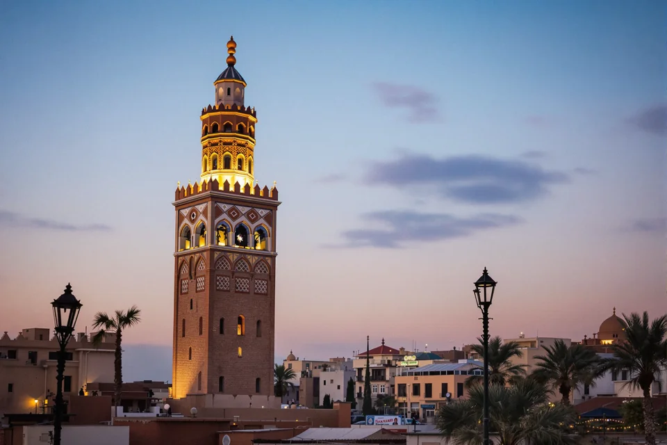 The minaret of the Koutoubia Mosque in Marrakech
