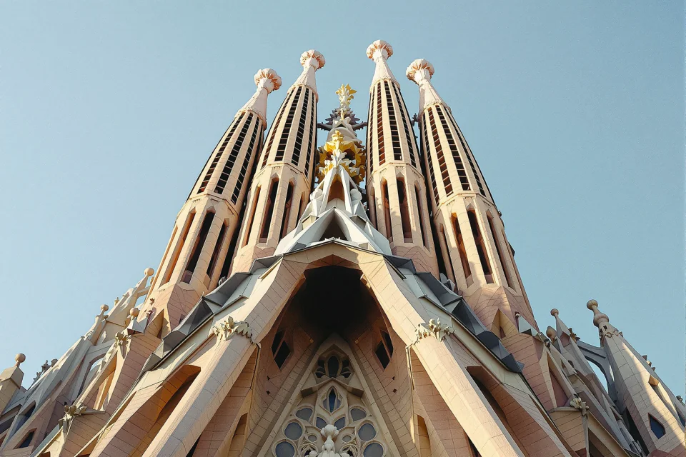 The spires of Gaudí's Sagrada Família basilica in Barcelona