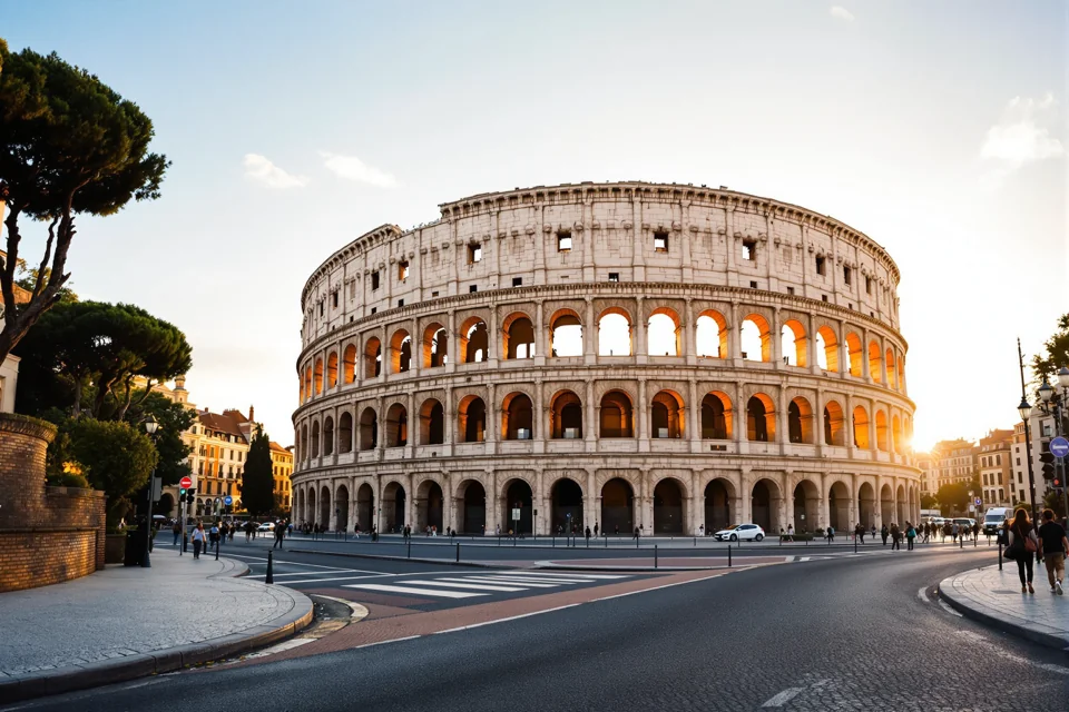 The tiered arches of the Colosseum in Rome