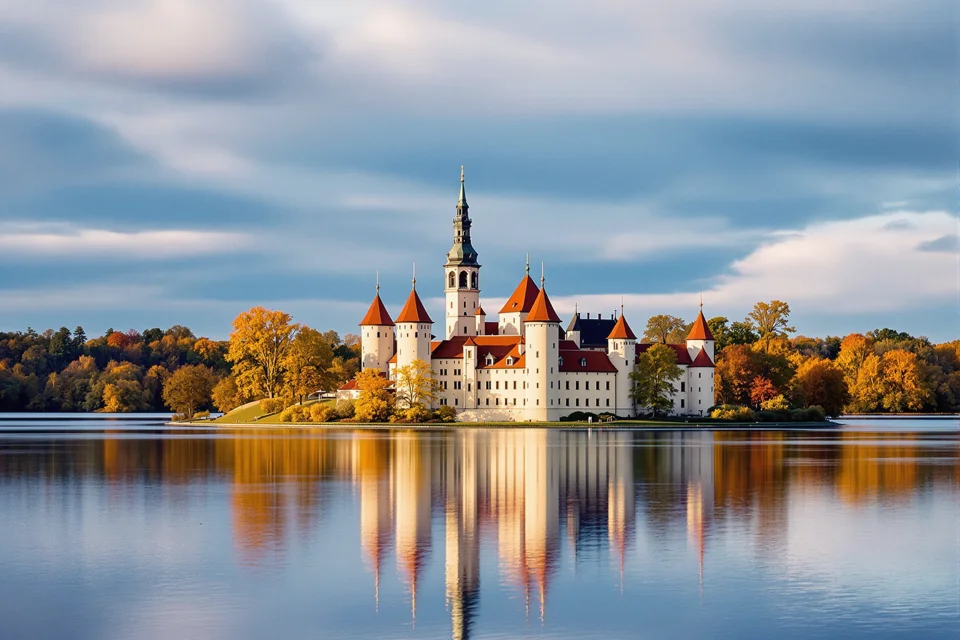 The island castle of Trakai on its lake in Lithuania