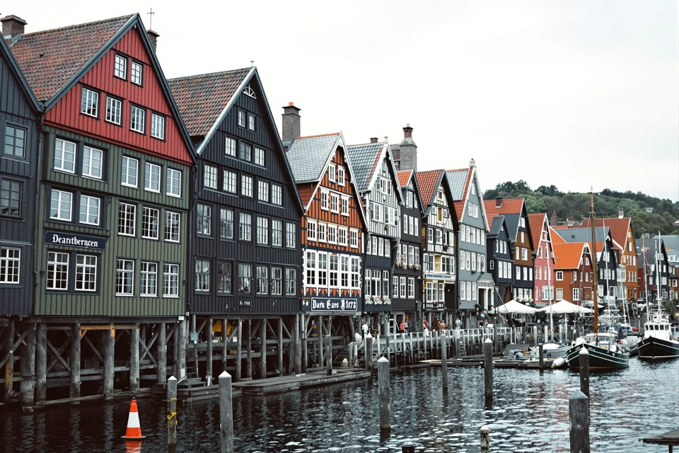 The wooden Hanseatic wharf houses of Bryggen in Bergen