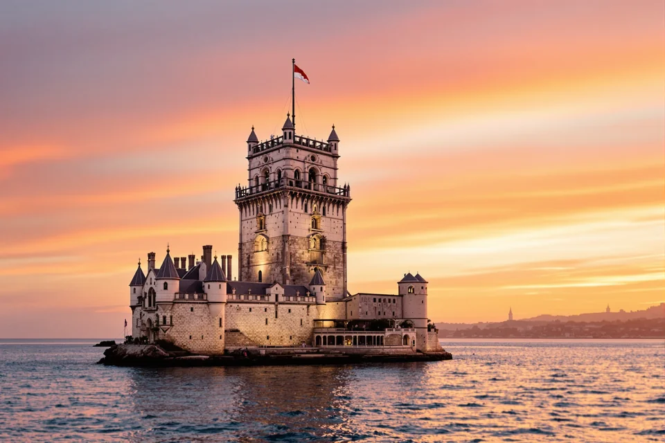 The Belém Tower on the bank of the Tagus in Lisbon