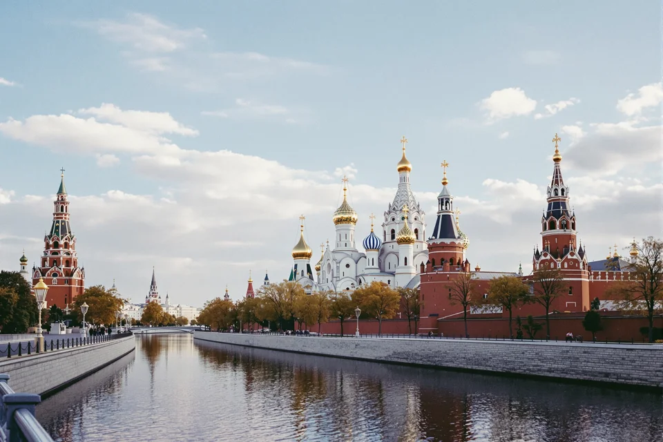The Moskva river embankment in Moscow