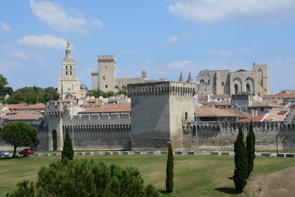 The ramparts, towers, Palais des Papes and cathedral of Avignon