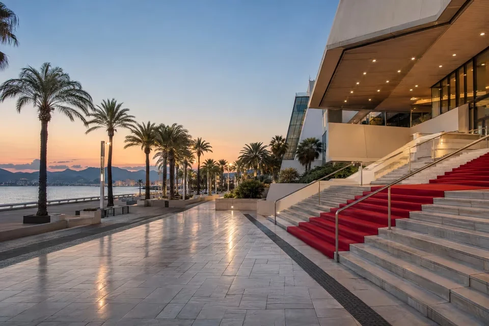 La Croisette seafront and its palm trees in Cannes