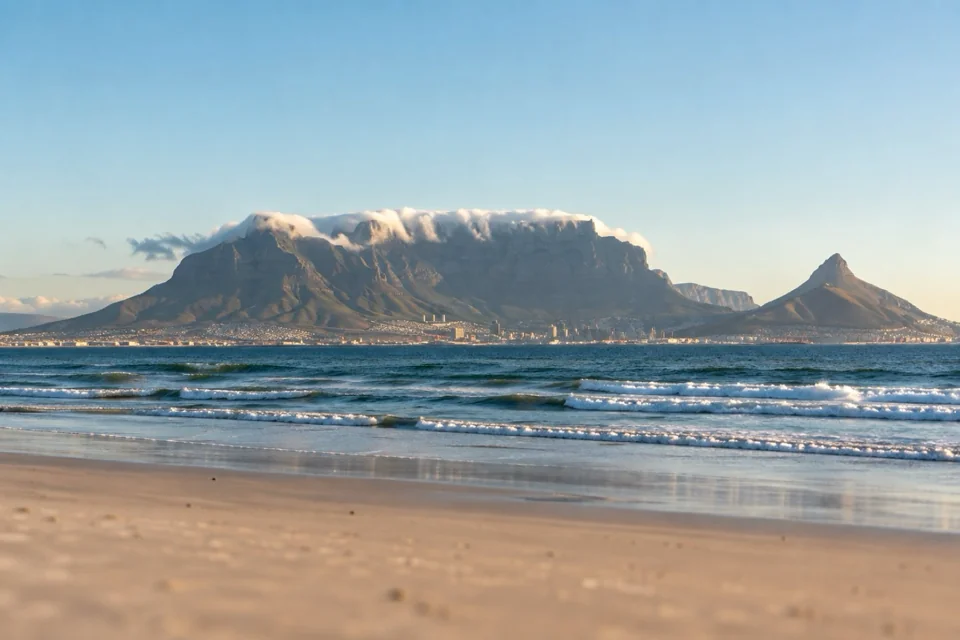 Table Mountain behind the bay in Cape Town