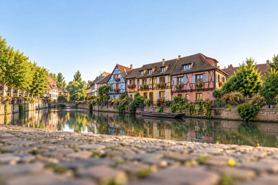 The Little Venice canal and colourful houses in Colmar
