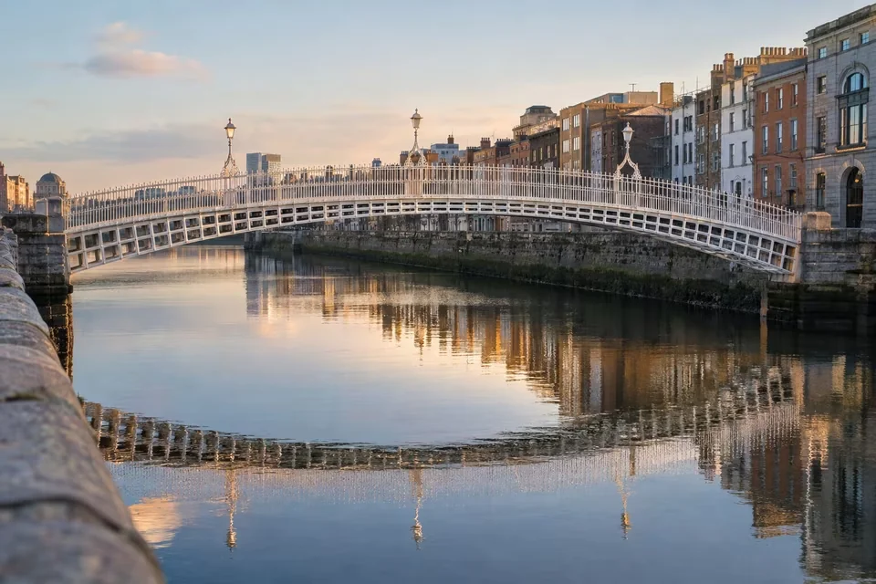 The Ha'penny Bridge over the Liffey in Dublin