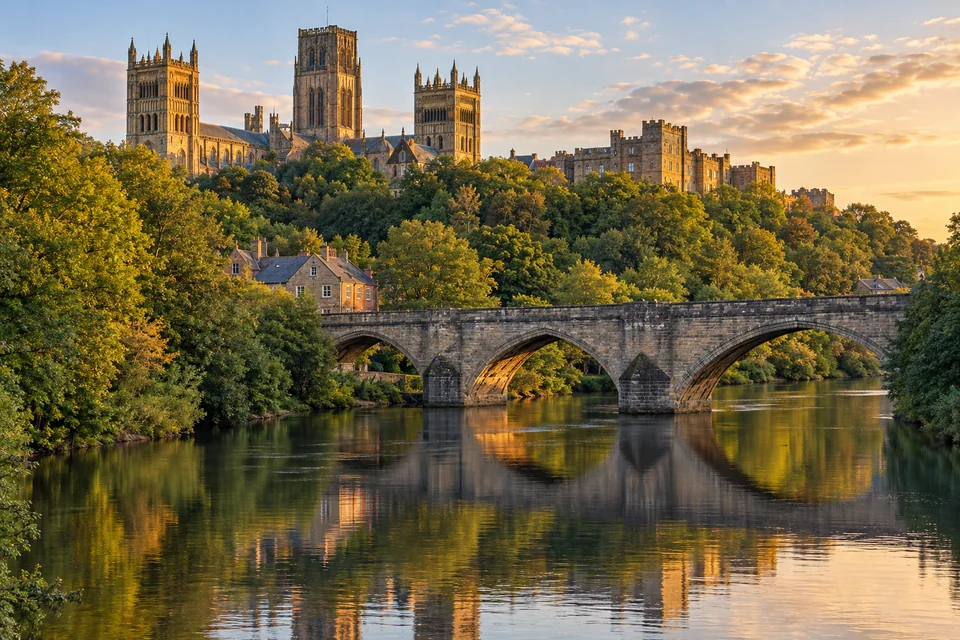 The stone bridge over the River Wear below Durham's cathedral and castle