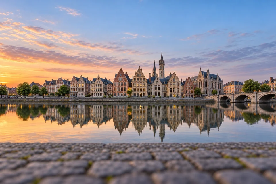 Stepped-gable guild houses along the Leie in Ghent