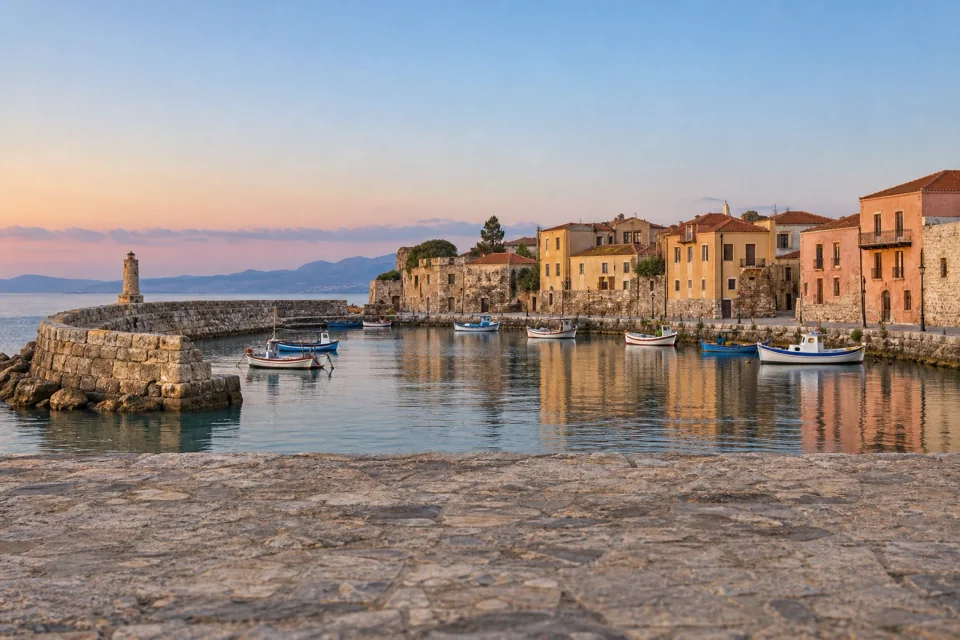 The Venetian harbour and fishing boats in Crete