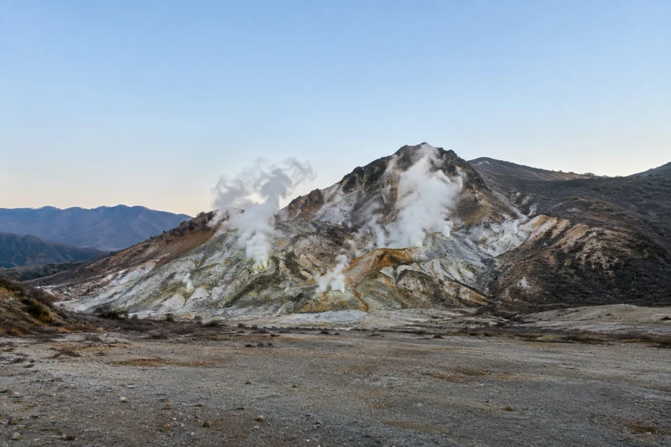 A steaming volcanic valley in Hakone