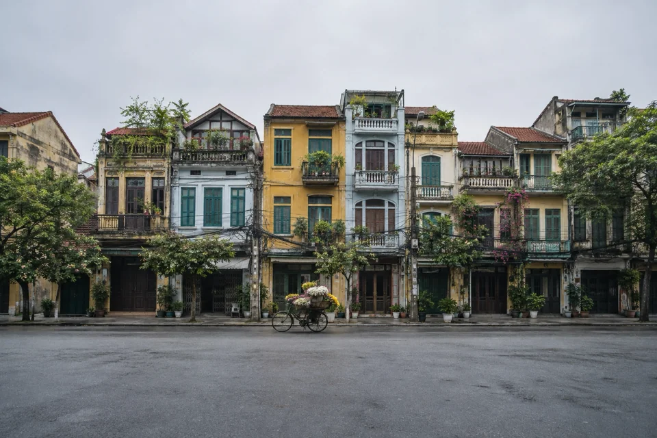 Narrow shophouses in the Old Quarter of Hanoi