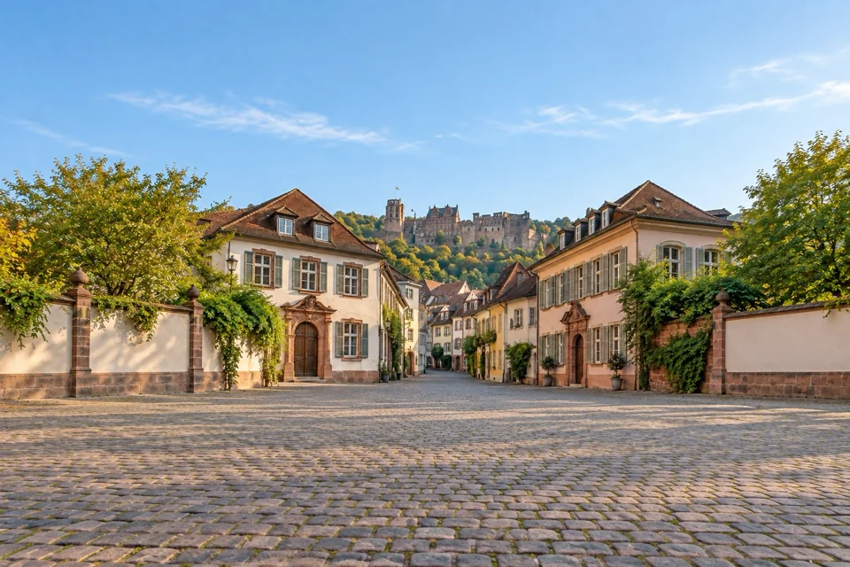 Baroque street in the old town of Heidelberg