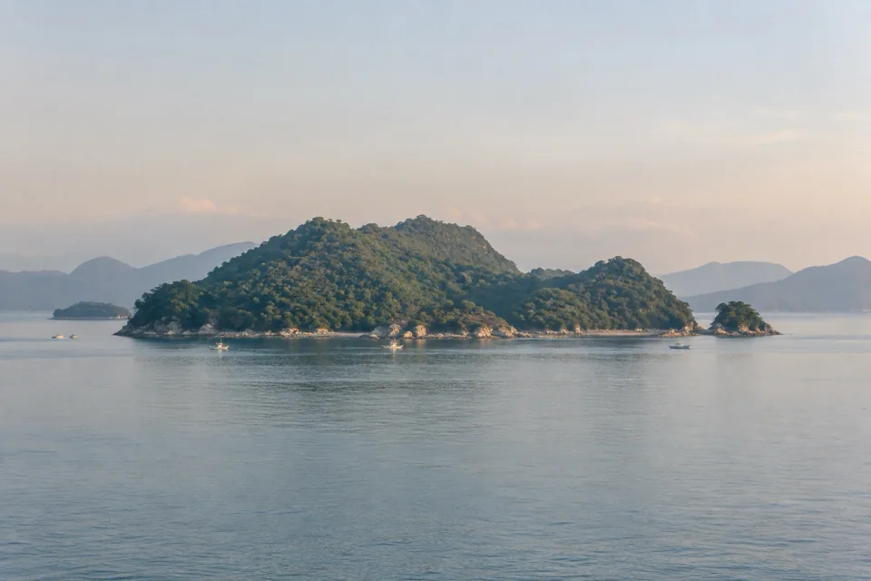 Forested islands of the Inland Sea off Hiroshima