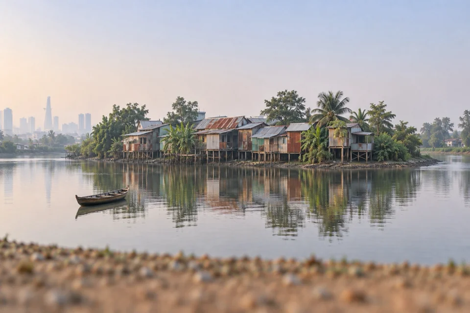 Stilt houses along a canal in Ho Chi Minh City