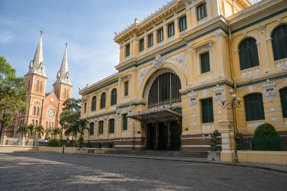 The facade of the Central Post Office in Ho Chi Minh City
