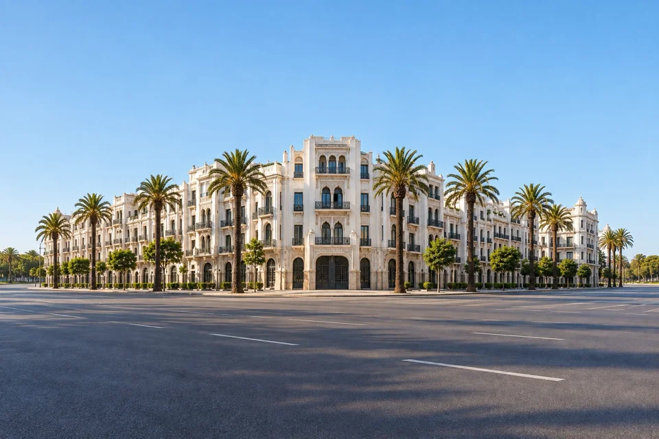 White art deco facades in Casablanca