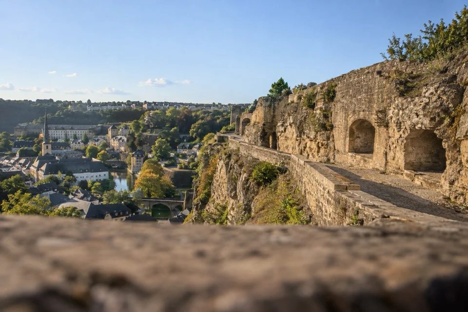 Rampart walk on the rock in Luxembourg