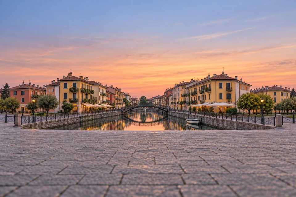 The Navigli canal and its iron balconies in Milan