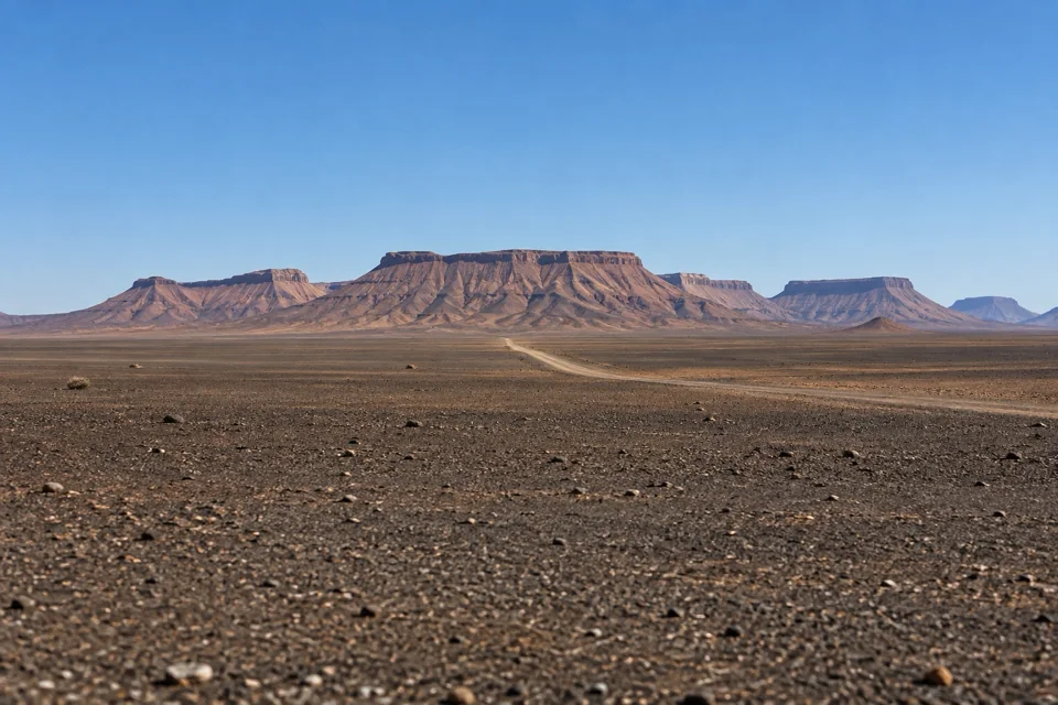 Stony desert plateau at Ouarzazate