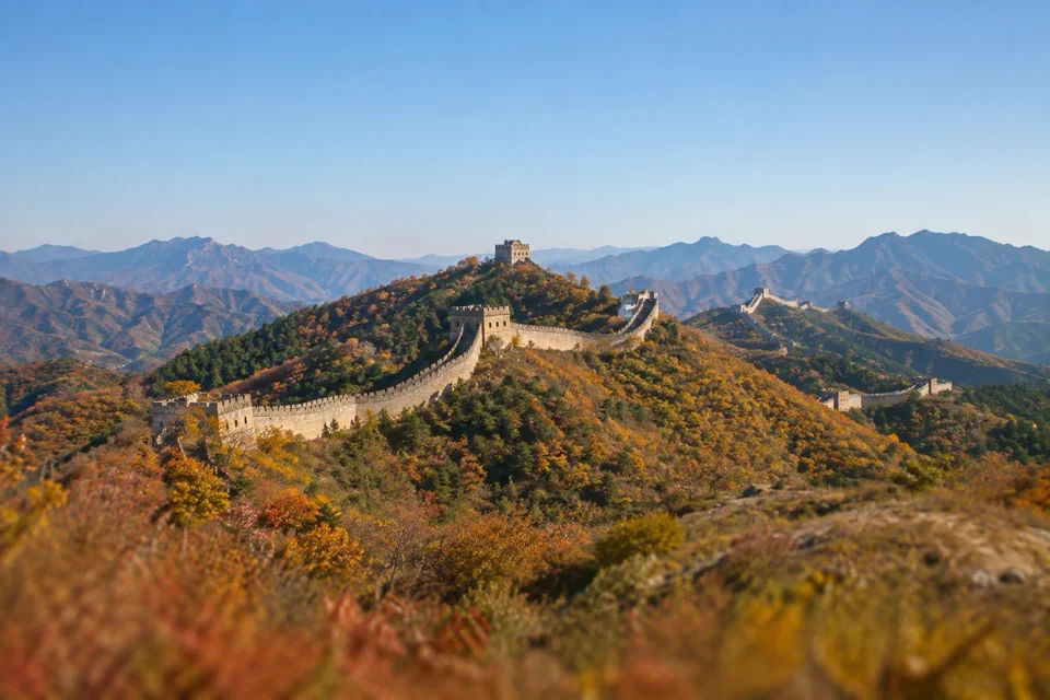 The Great Wall along a mountain ridge north of Beijing