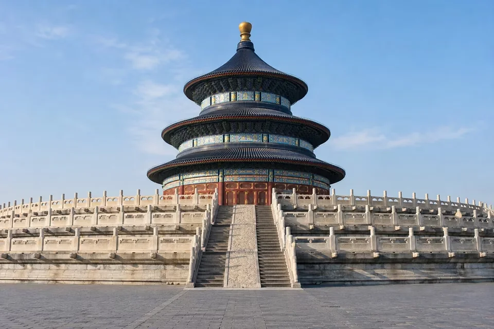 The blue-roofed rotunda of the Temple of Heaven in Beijing