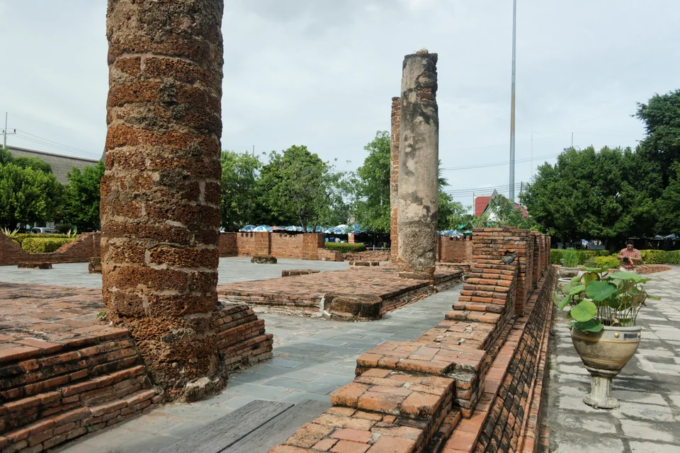 Brick columns of old temple ruins in Phitsanulok