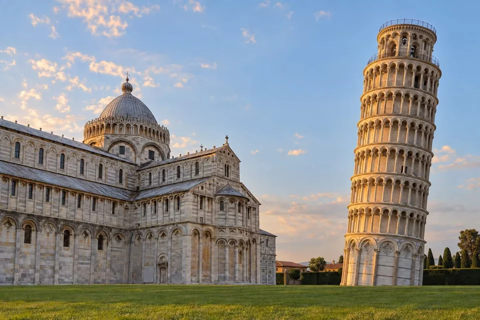 The Leaning Tower of Pisa and the cathedral