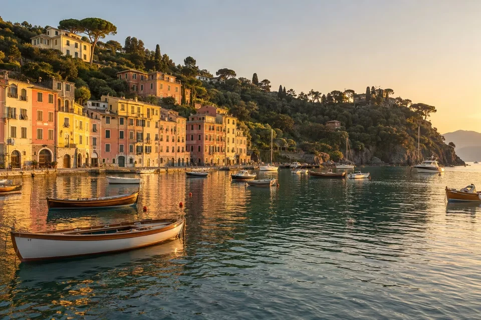 Portofino harbour and its colourful house fronts