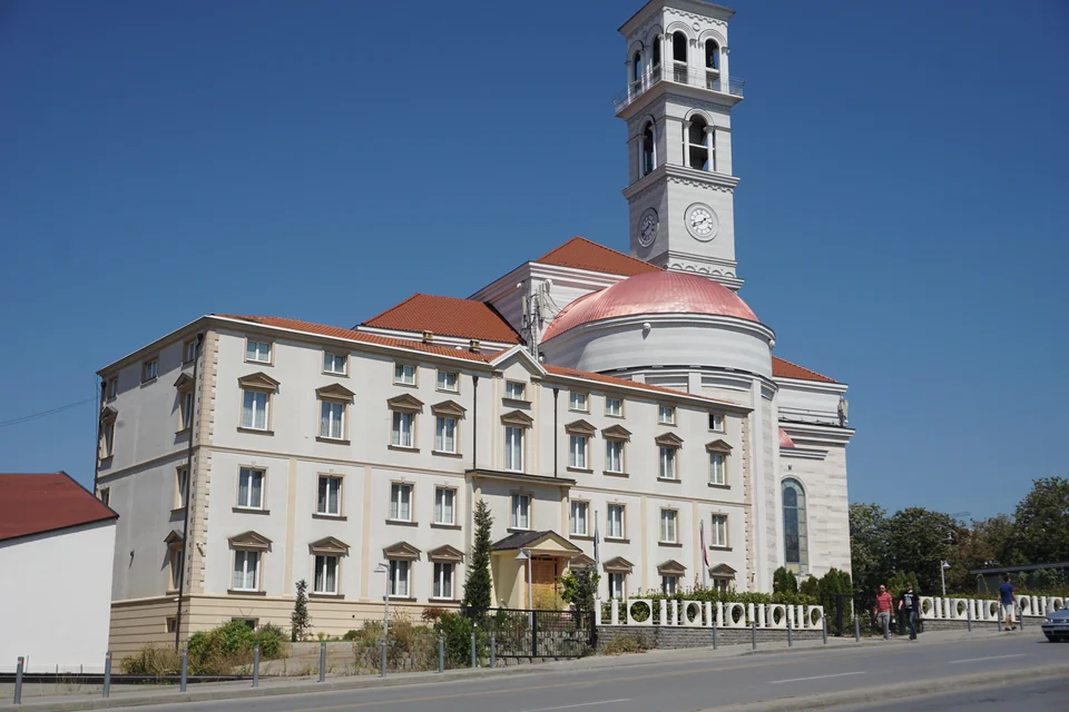 Mother Teresa Cathedral and its clock tower in Pristina