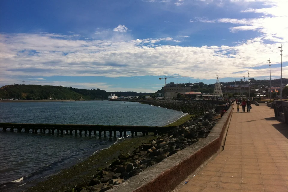 The seafront promenade and an old pier in Puerto Montt
