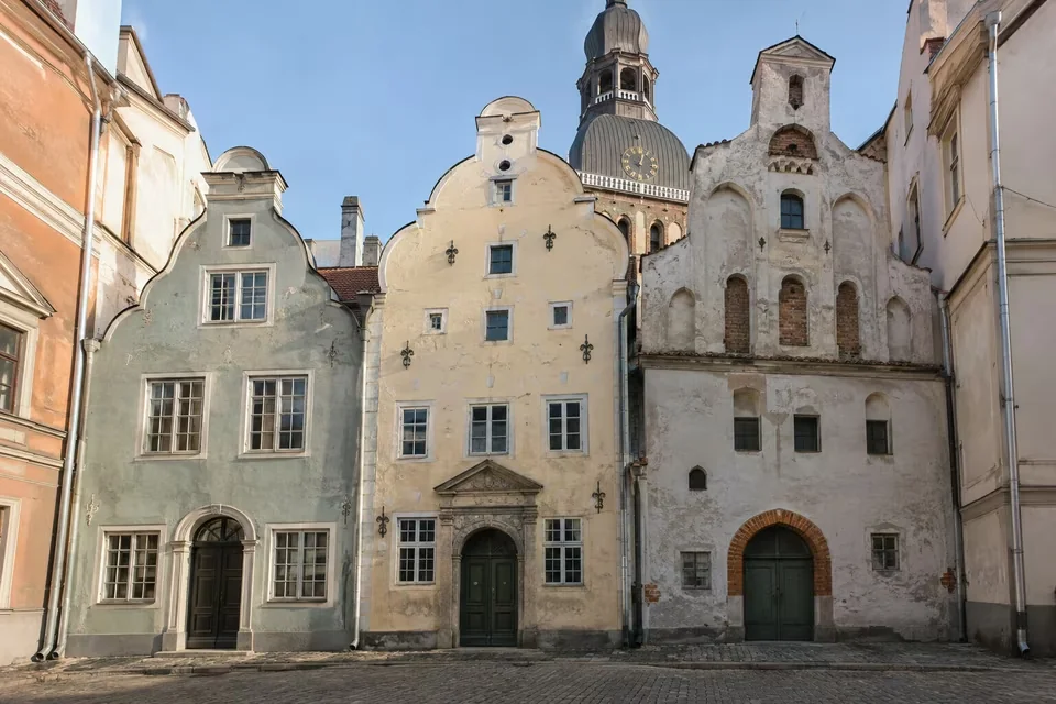 The Three Brothers houses and Riga Cathedral