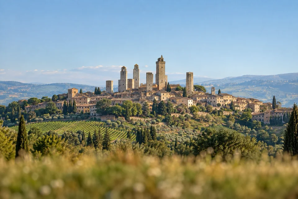 Stone towers of the hilltop town of San Gimignano