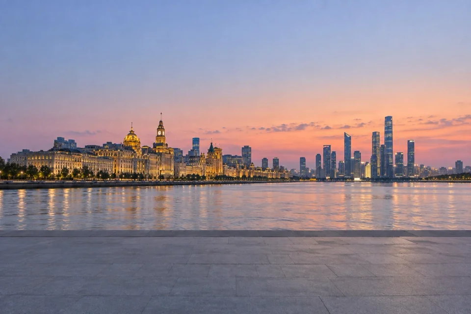 Stone bank buildings along the Huangpu in Shanghai