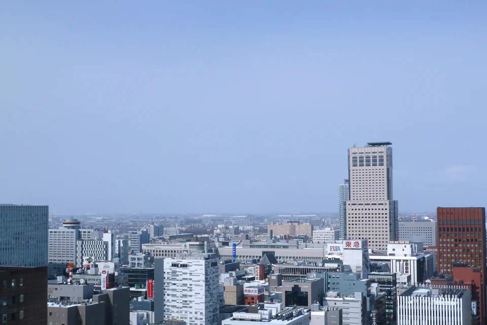 A tall tower and the buildings of central Sapporo