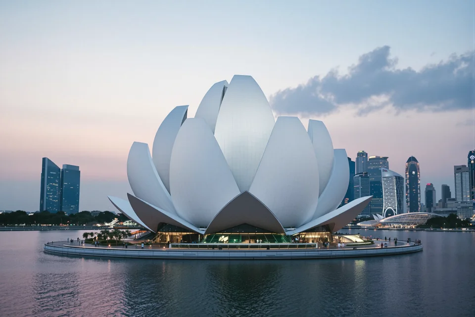 The lotus-shaped ArtScience Museum at Marina Bay in Singapore