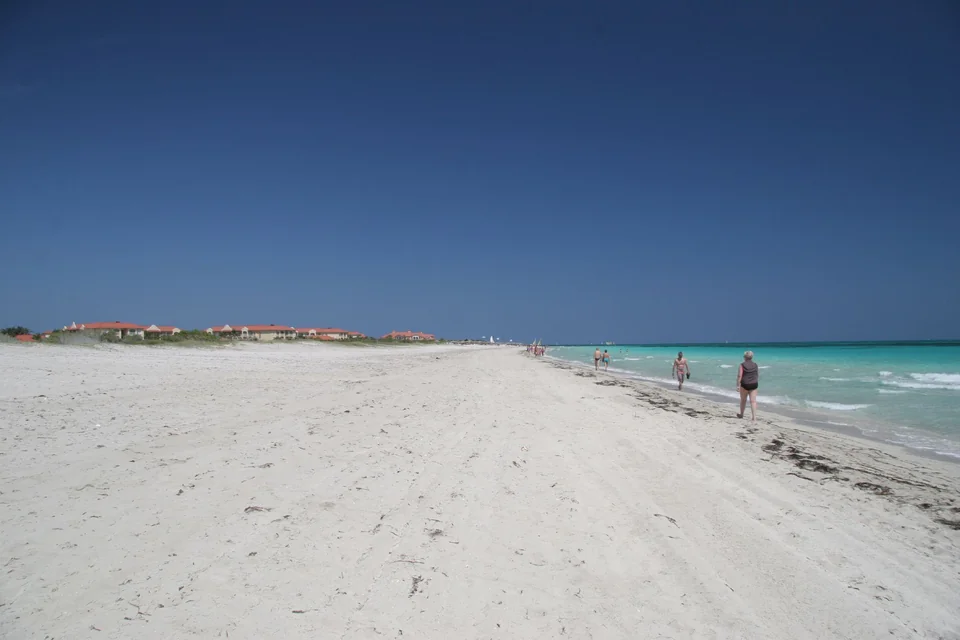 The long white sand beach and turquoise sea at Varadero