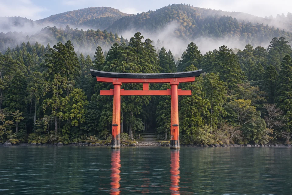 Hakone Tapınağı toriisi, Aşi Gölü