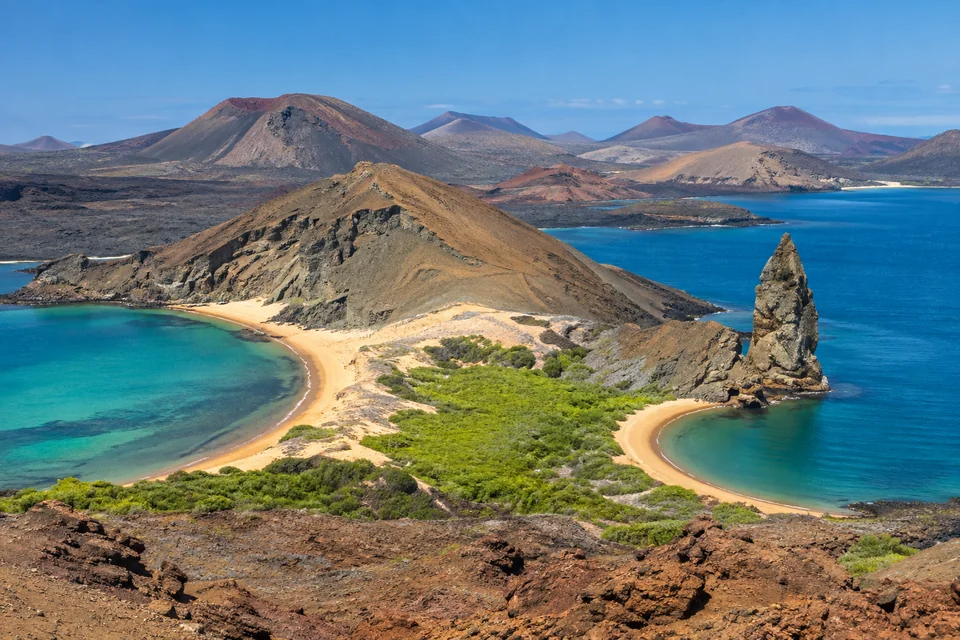 Pinnacle Rock on Bartolome Island in the Galapagos