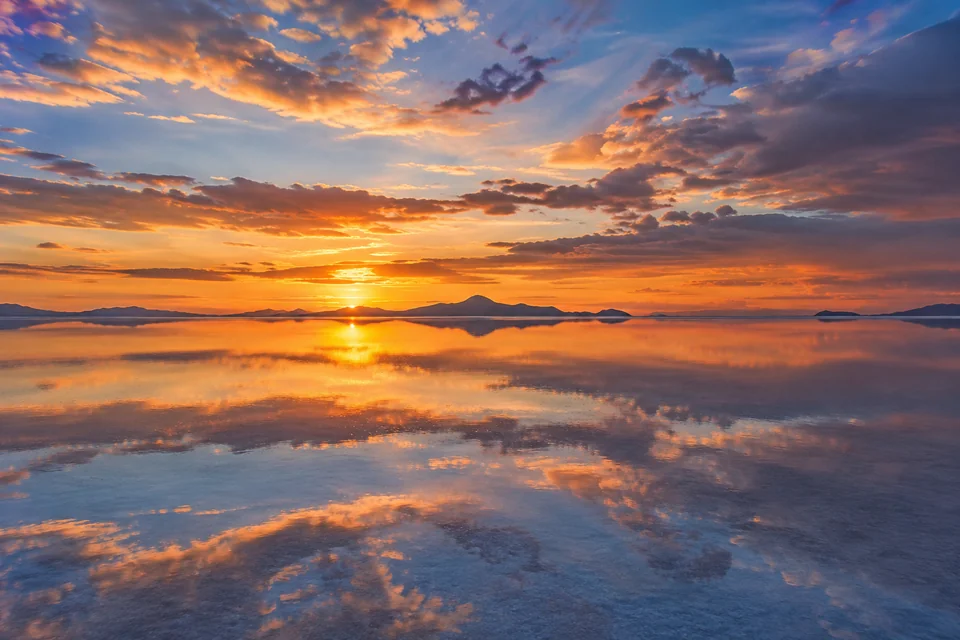 The Salar de Uyuni salt flat in Bolivia during the wet season