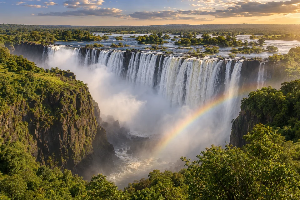 Victoria Falls on the Zambezi River between Zambia and Zimbabwe