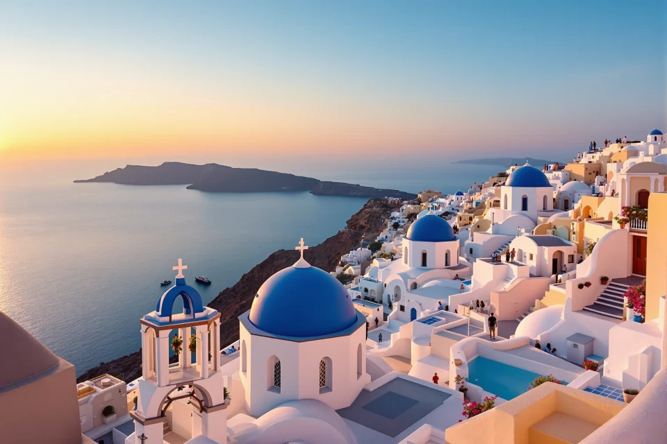 The whitewashed houses of Oia on the cliffs of Santorini