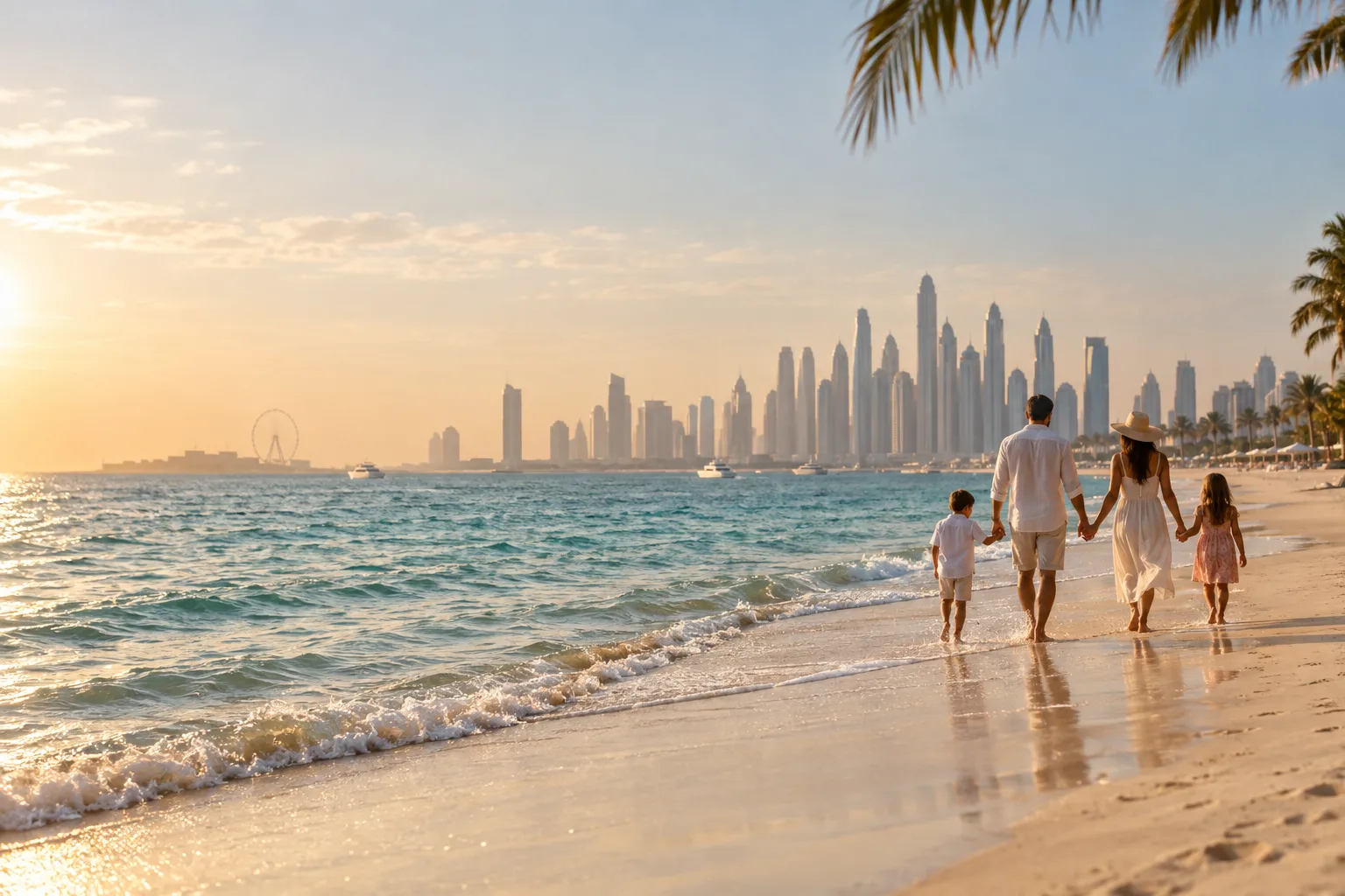 Family on a Dubai beach